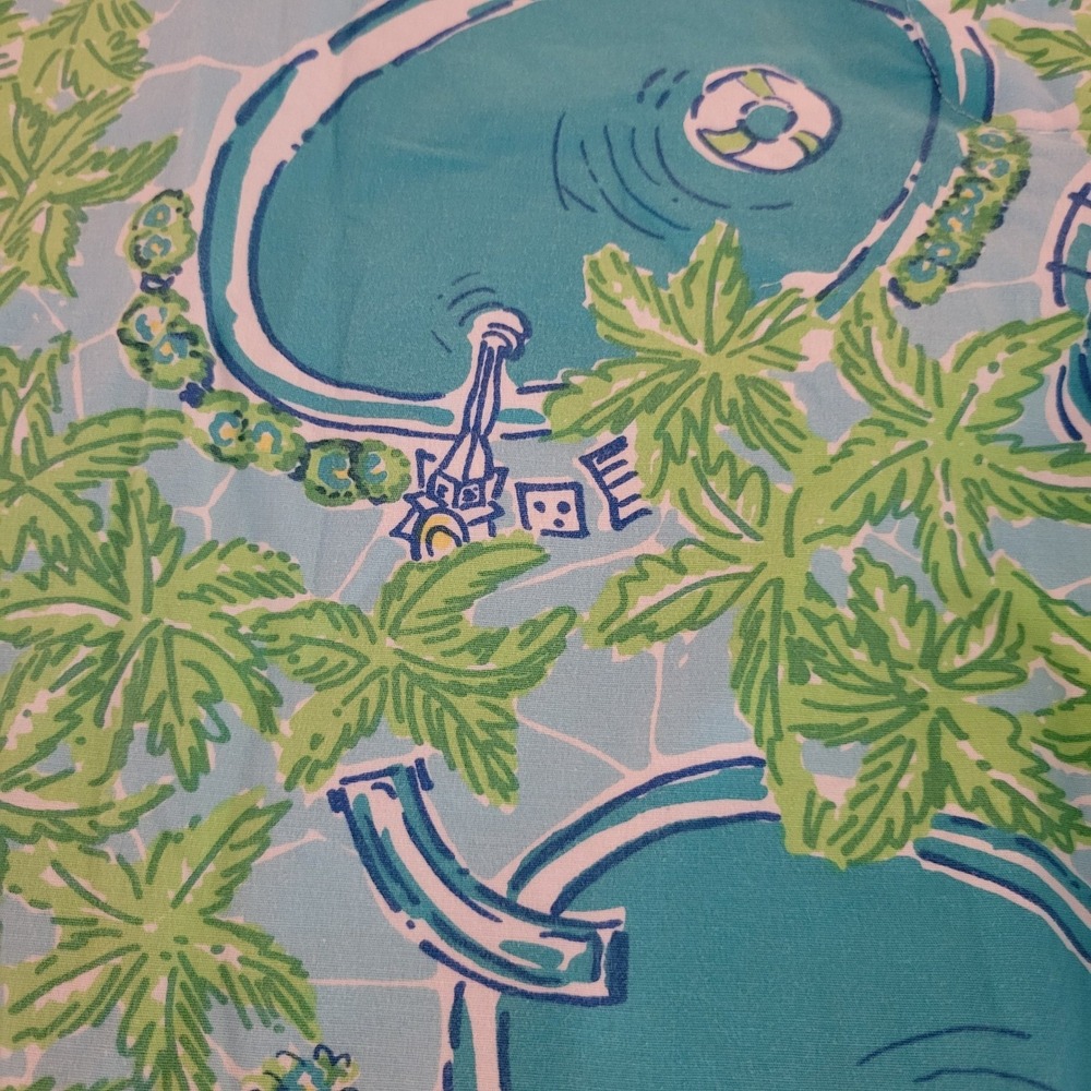Lilly Pulitzer Pants Womens 10 Blue Green Poolside Palm Tree Crop Straight Leg - Picture 11 of 15